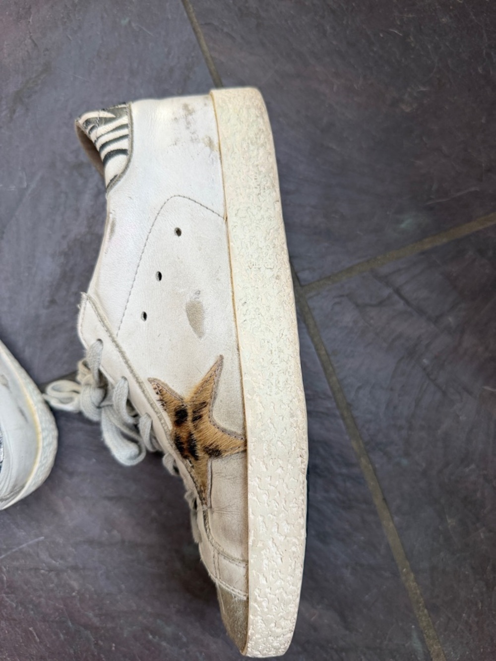 Golden Goose White and Leopard Accent Super-Star Sneaker - Picture 4 of 10